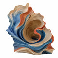 Escultura Decorativa Abstracta en Tonos Tierra y Azul