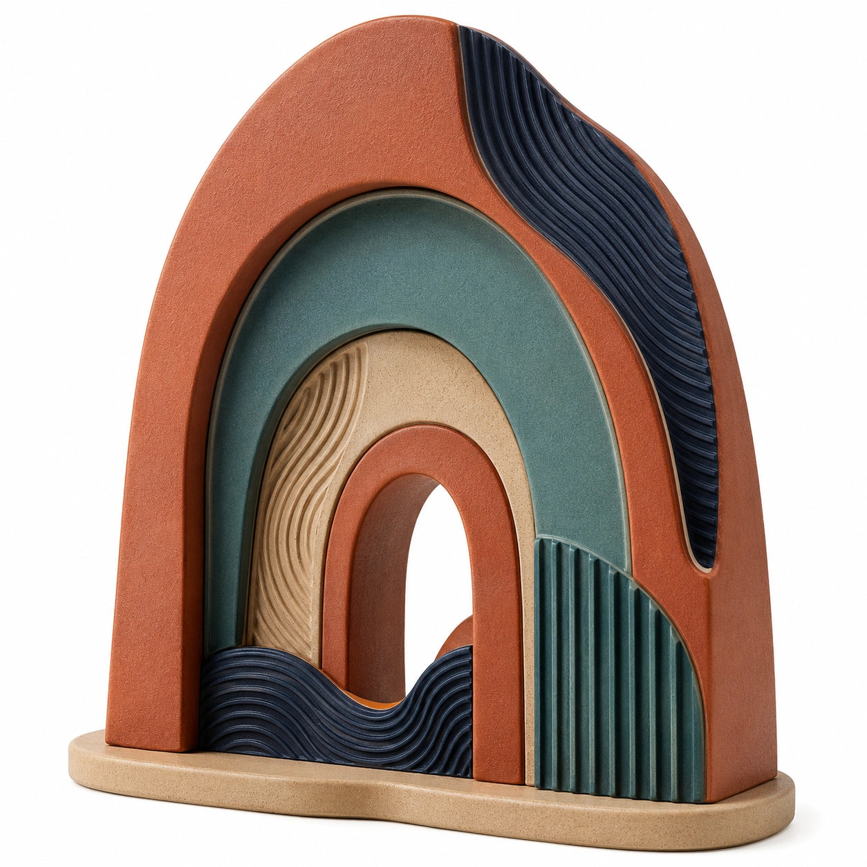 Escultura Decorativa Abstracta Terroso Multicolor 18x6x25cm