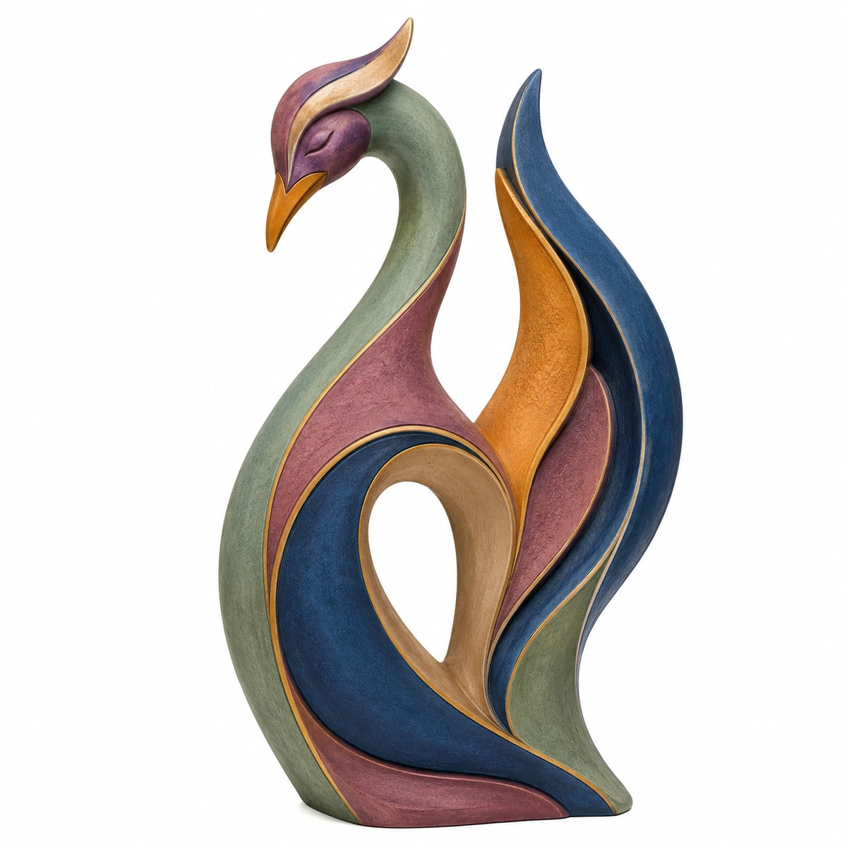 Escultura Decorativa de Ave Abstracta Multicolor Moderna