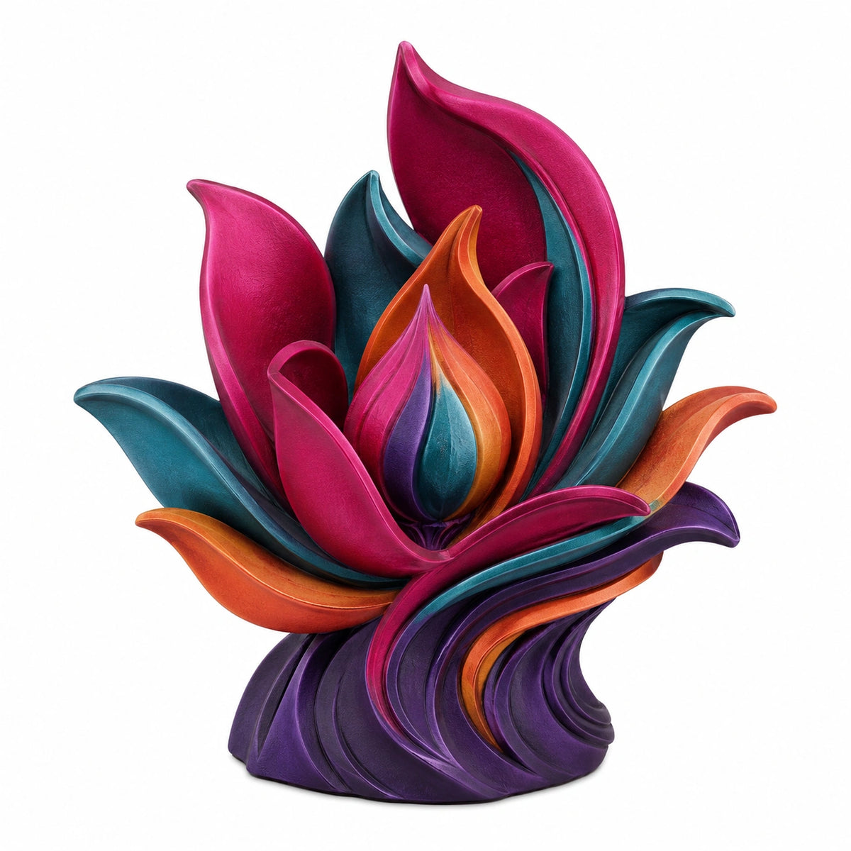 Escultura Decorativa de Flor Abstracta en Colores Vivos