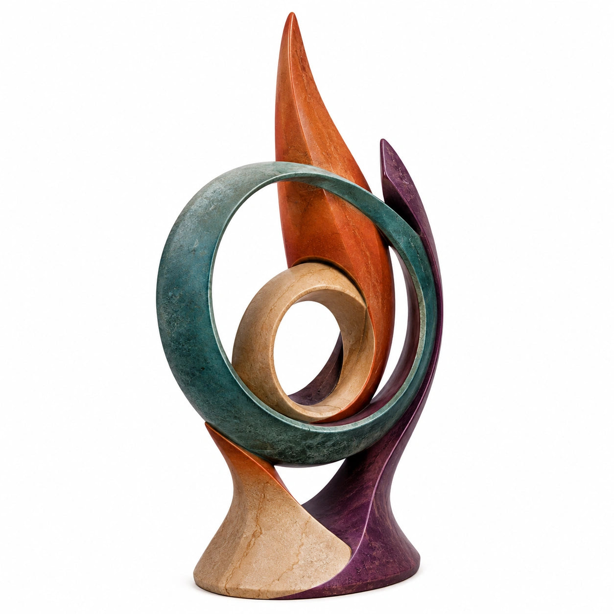 Escultura Decorativa Abstracta Multicolor Naranja/Verde/Morado