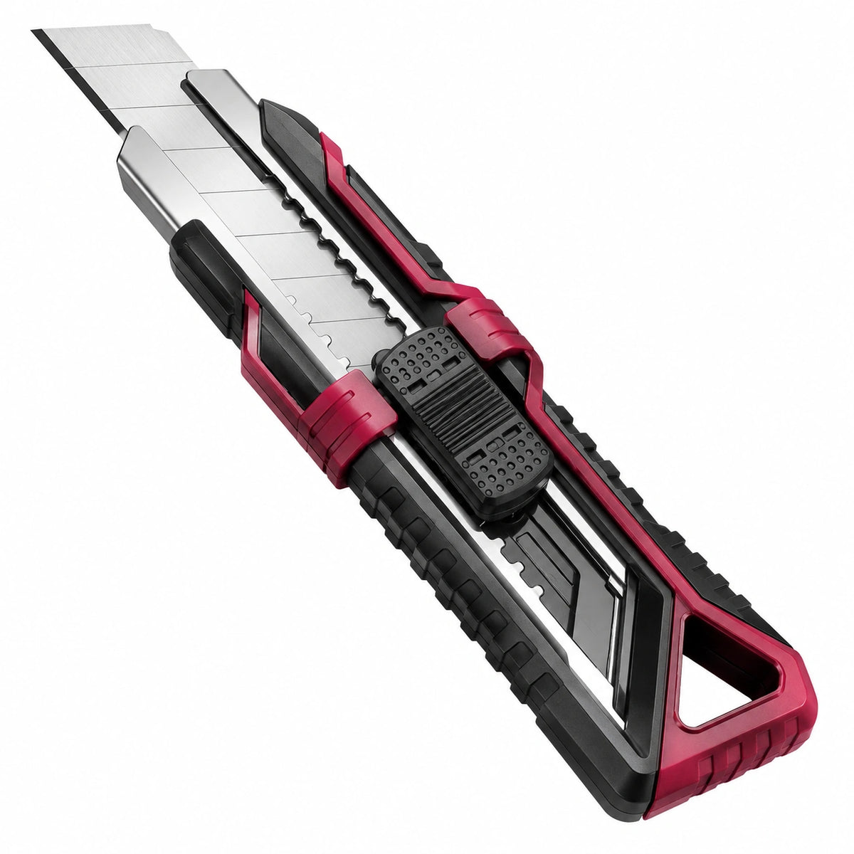 Cutter Retráctil Negro/Rojo con Bloqueo de Seguridad