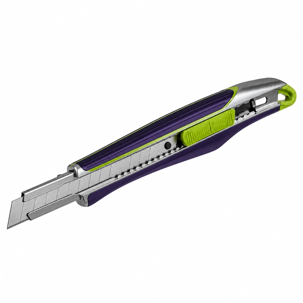 Cúter Retráctil Morado/Verde con Mango Ergonómico