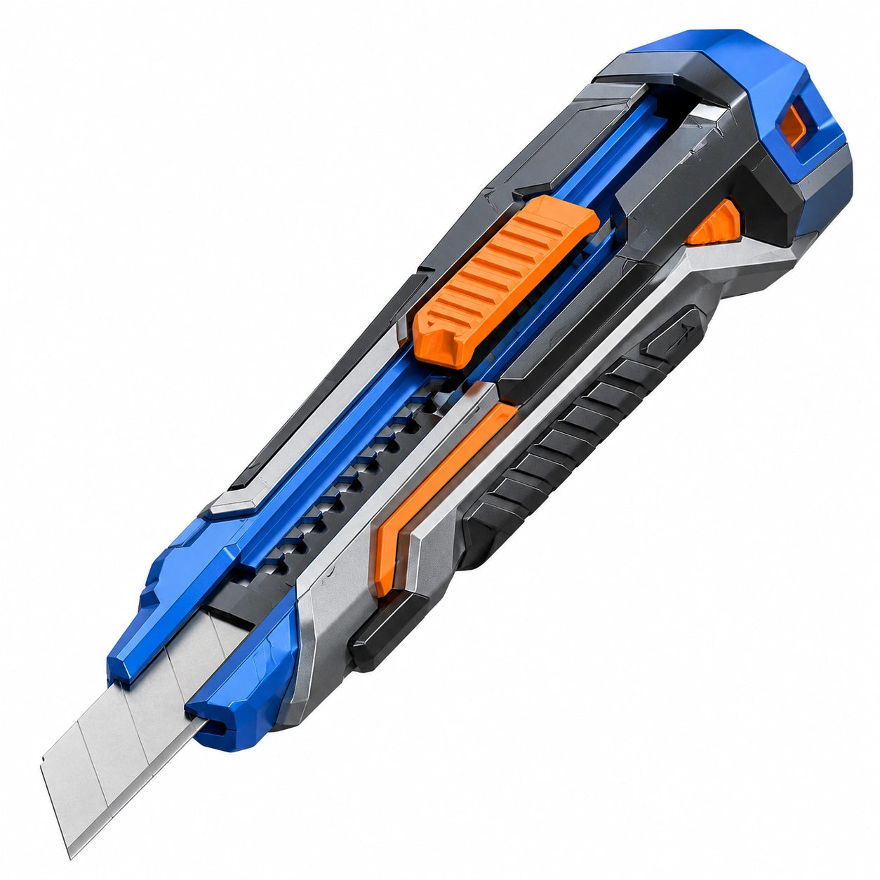 Cortador Retráctil Azul y Naranja con Cuchillas Intercambiables