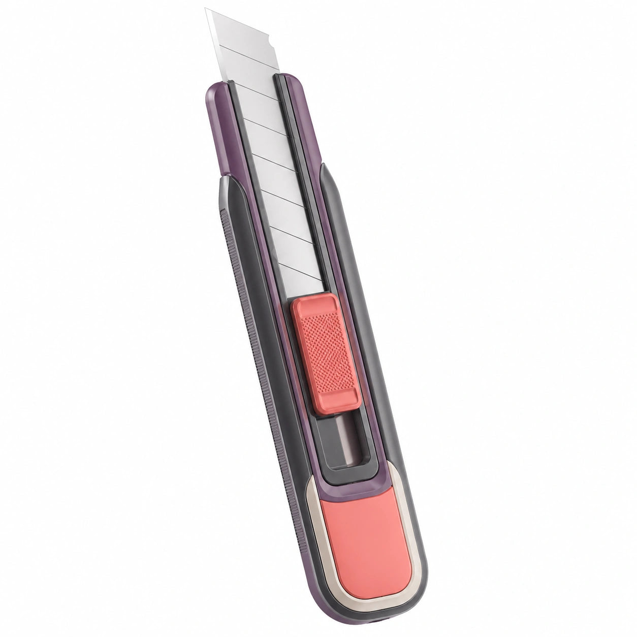 Cutter Retráctil de Seguridad Gris y Rojo