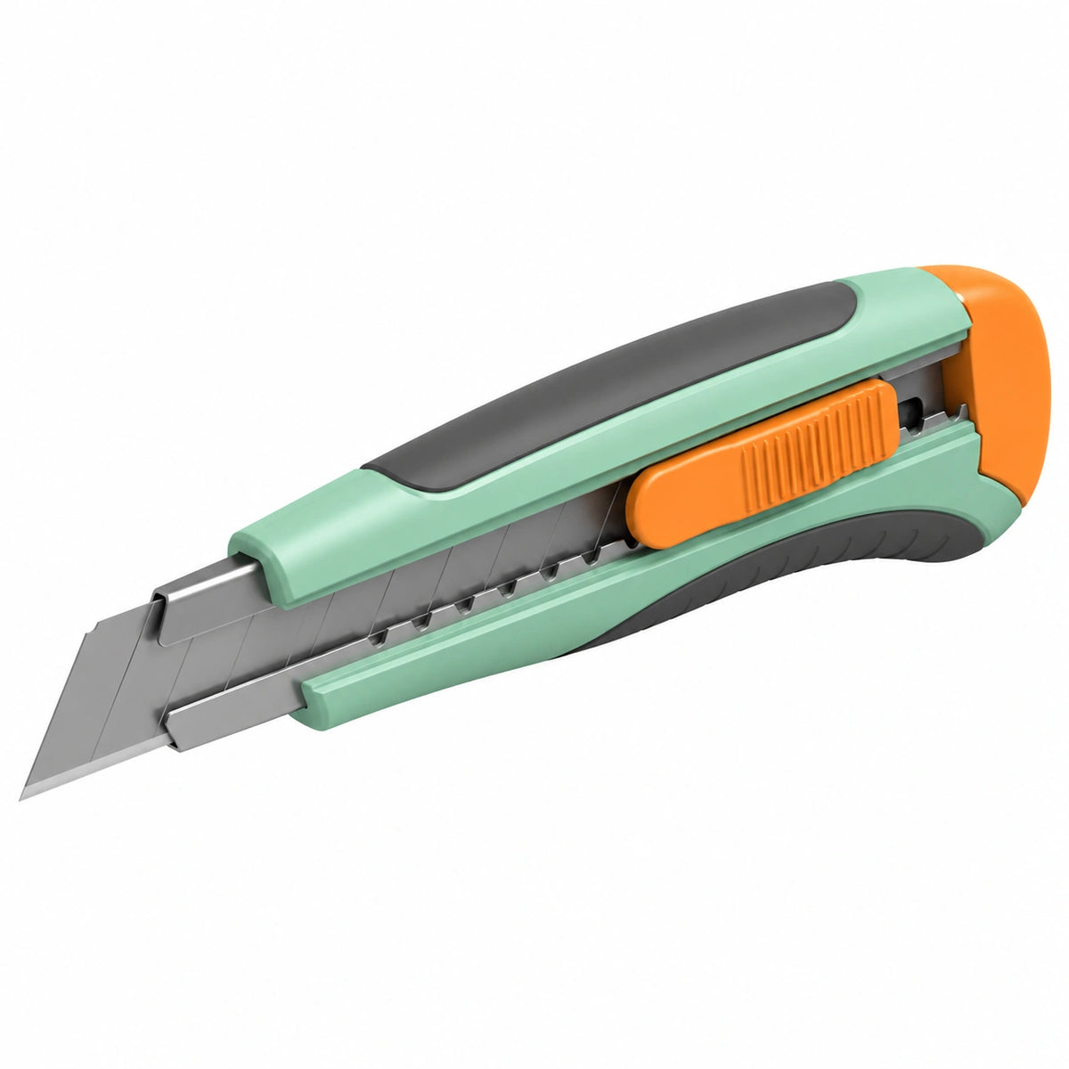 Cúter de Seguridad Ergonómico Verde/Naranja con Hoja Retráctil