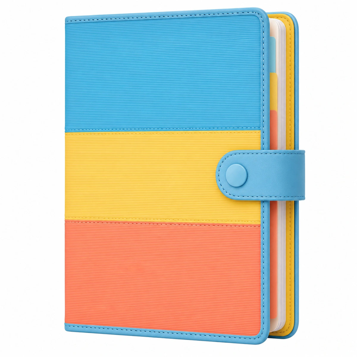 Cuaderno Organizador Multicolor A5 con Cierre de Botón y Anillas