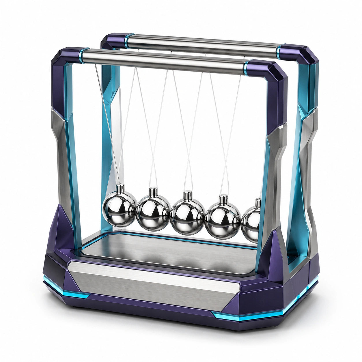 Péndulo de Newton Decorativo Plata y Azul