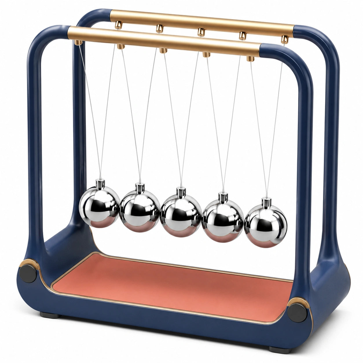 Péndulo de Newton Azul y Dorado con Esferas Metálicas