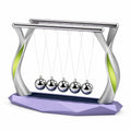Péndulo de Newton Decorativo con Base en Violeta y Detalles Verdes