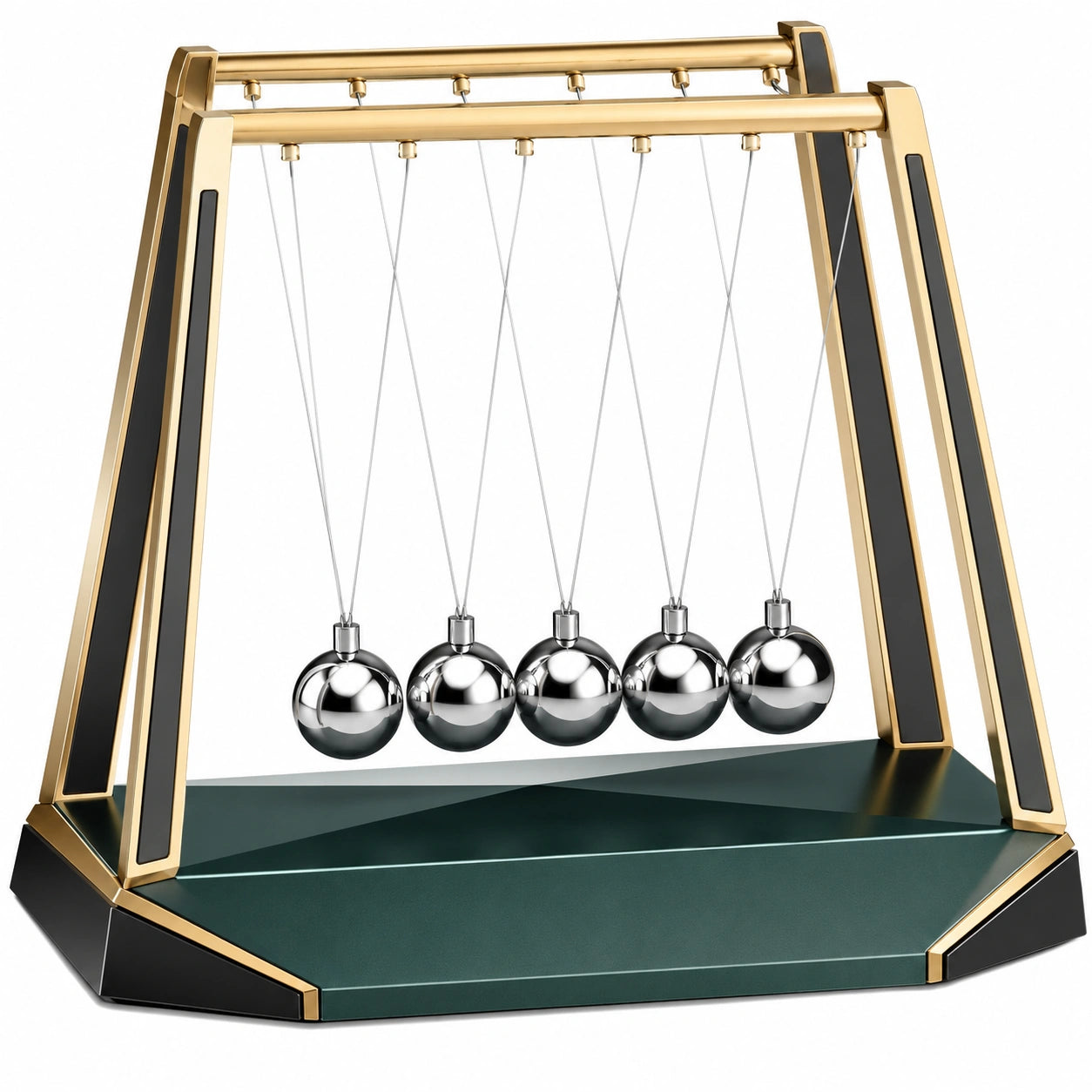 Péndulo de Newton Decorativo Metálico Dorado y Negro