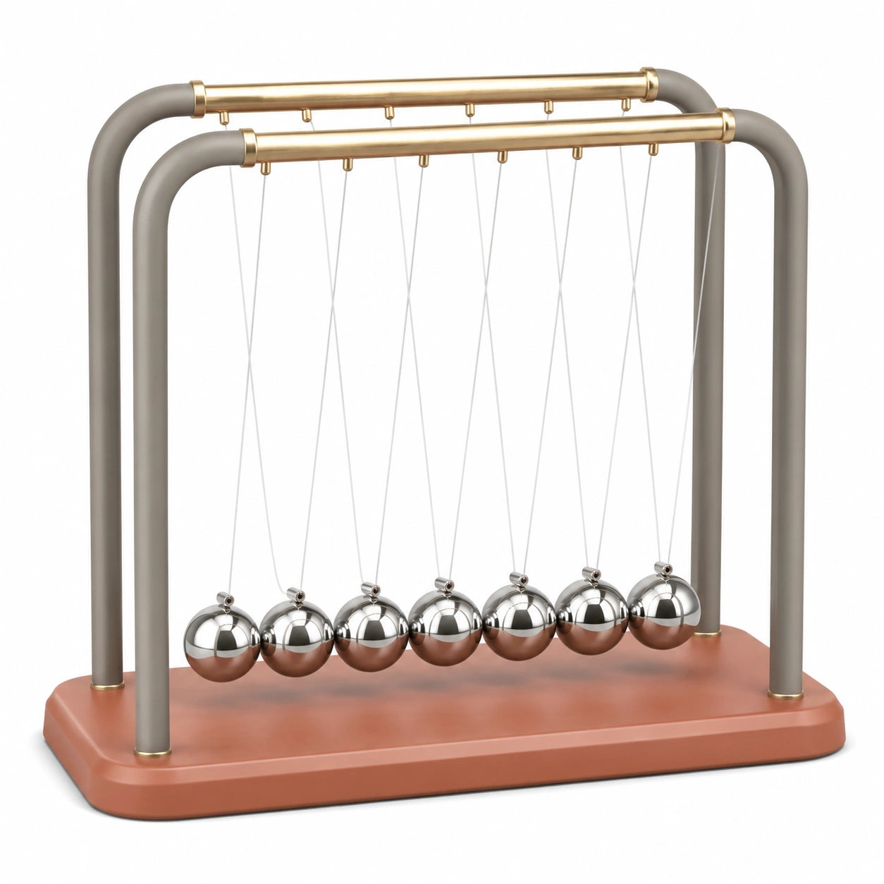 Péndulo de Newton Decorativo con Base de Metal y Madera, 7 Esferas