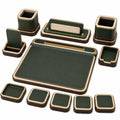 Conjunto de Accesorios de Escritorio de Lujo Verde y Dorado