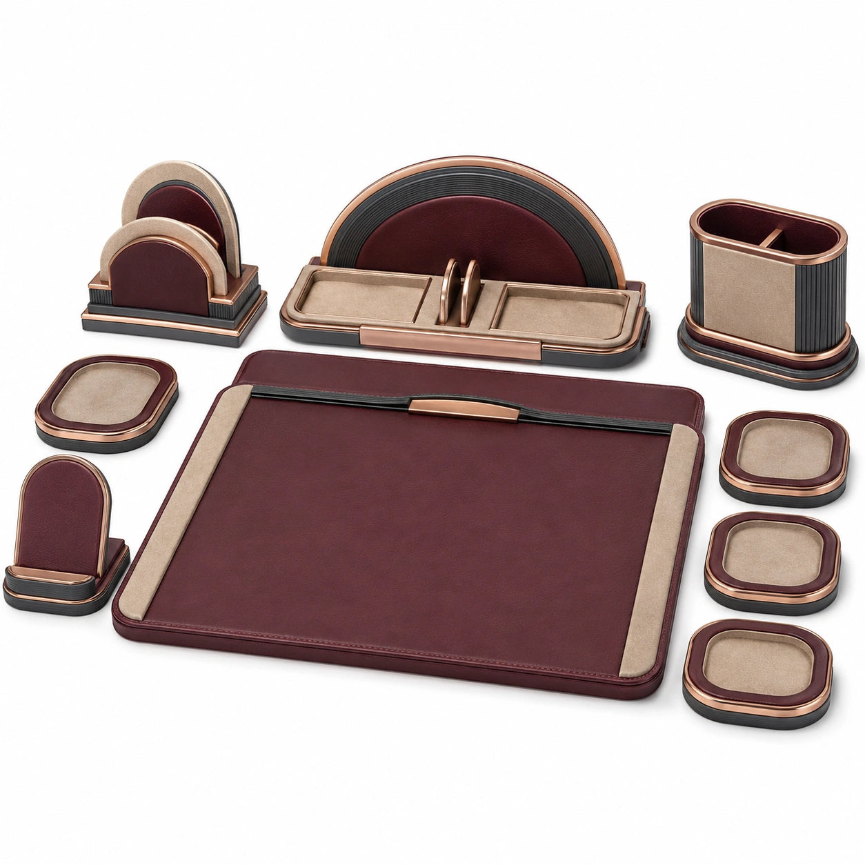Juego de Accesorios de Oficina Marrón y Beige