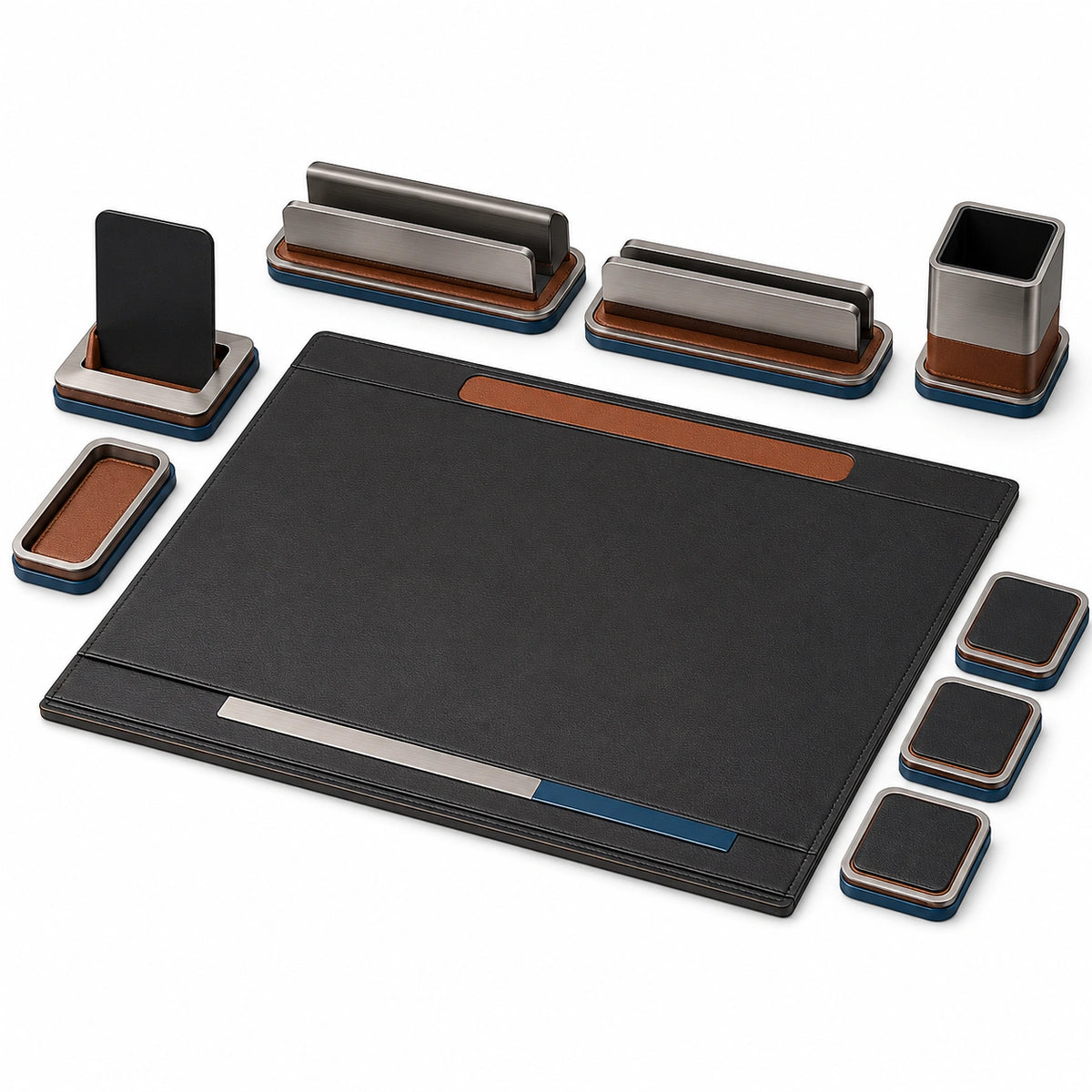 Set de organizador de escritorio negro y marrón