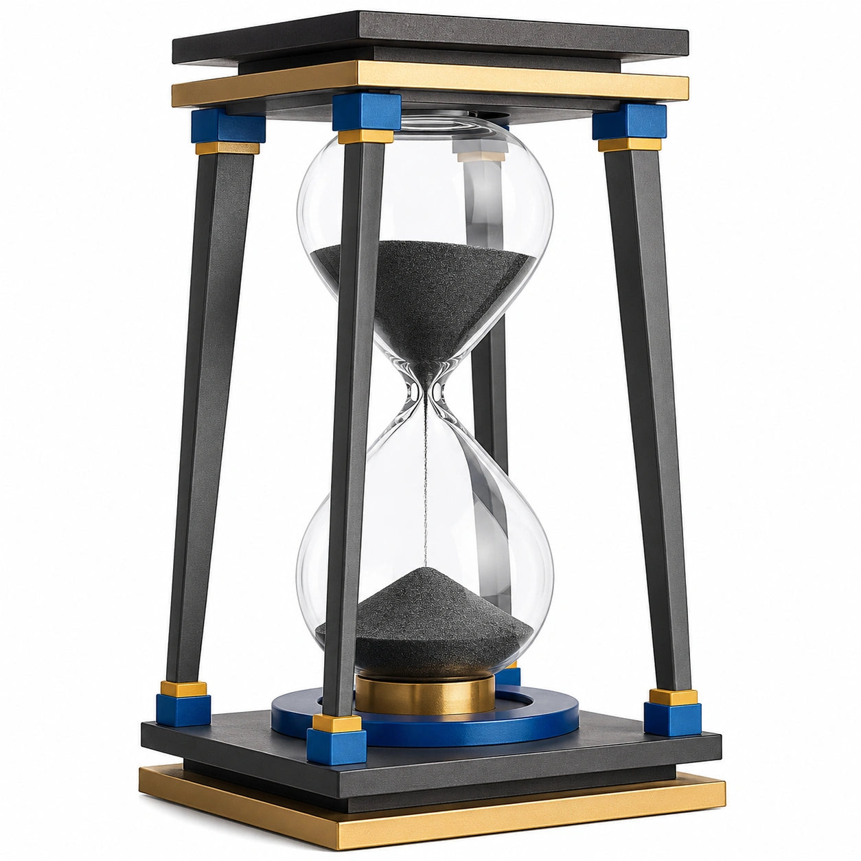 Reloj de Arena Decorativo Negro, Dorado y Azul