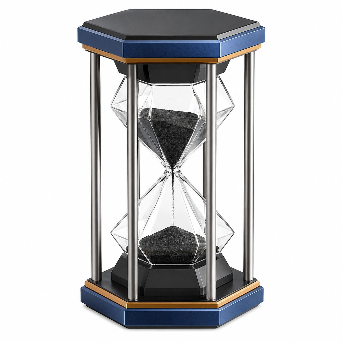 Reloj de Arena Decorativo Hexagonal Azul Negro