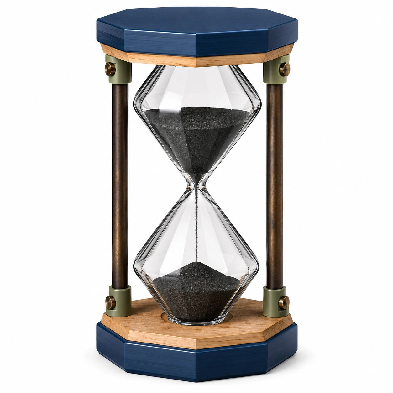 Reloj de Arena Decorativo Azul con Soporte de Metal
