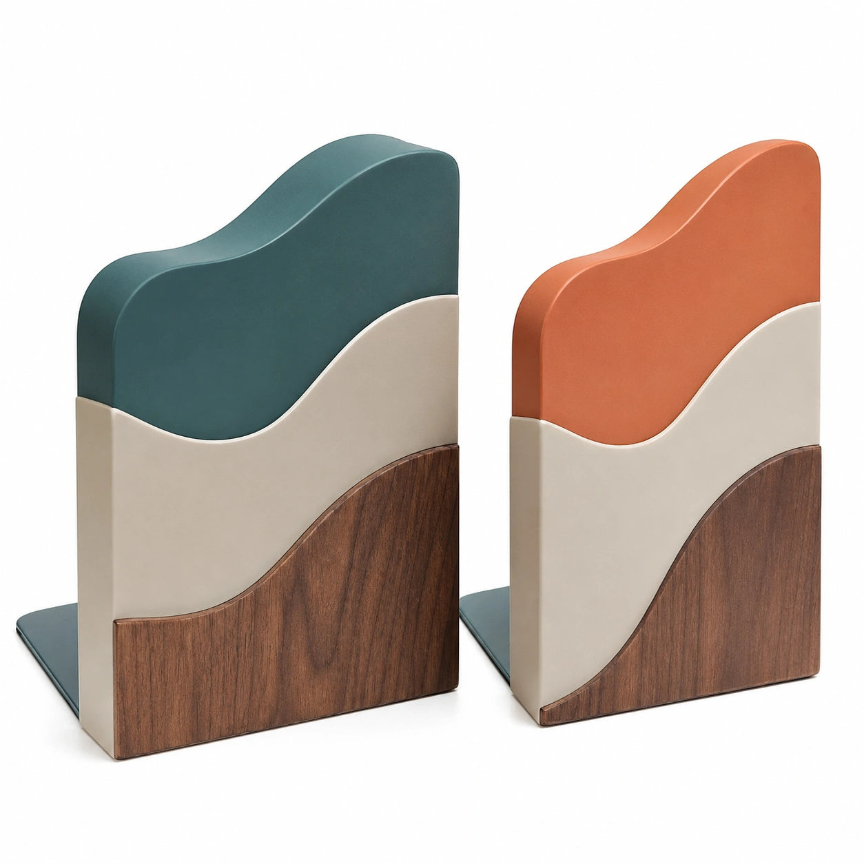 Sujetadores de Libros Decorativos Modernos de Colores Verde y Naranja