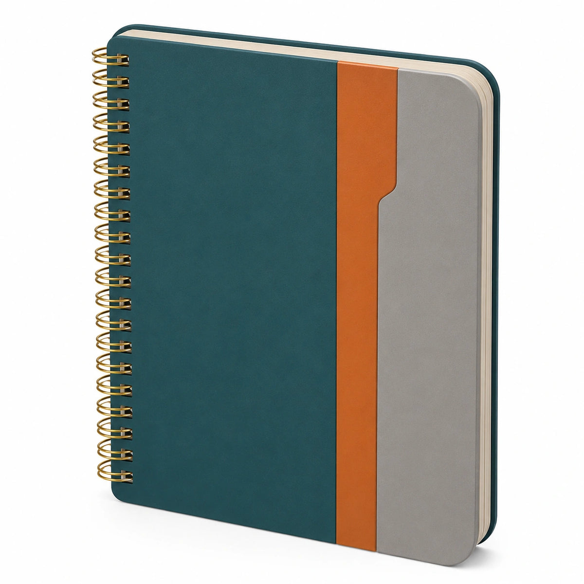 Cuaderno A5 de Espiral Verde, Naranja y Gris