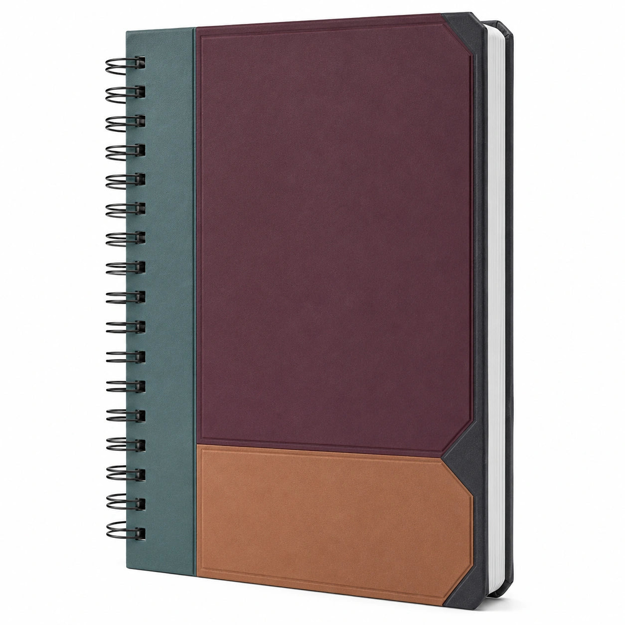 Cuaderno de espiral A5 con tapa dura, morado y marrón