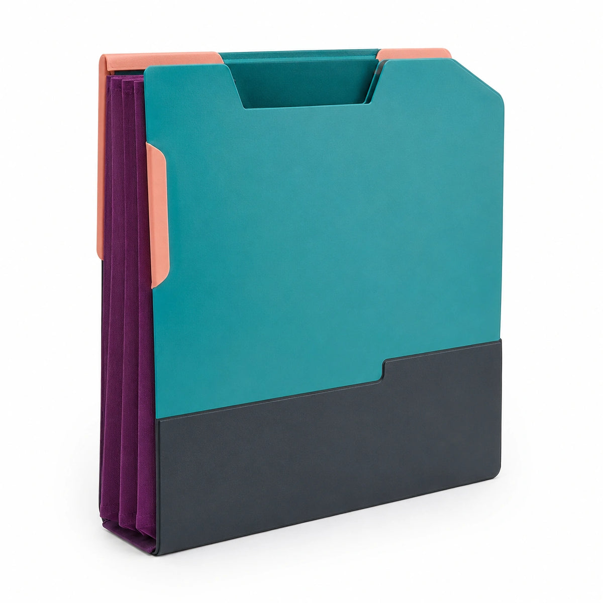Carpeta de Archivos Expansible de Colores Turquesa, Negro, Púrpura y Naranja